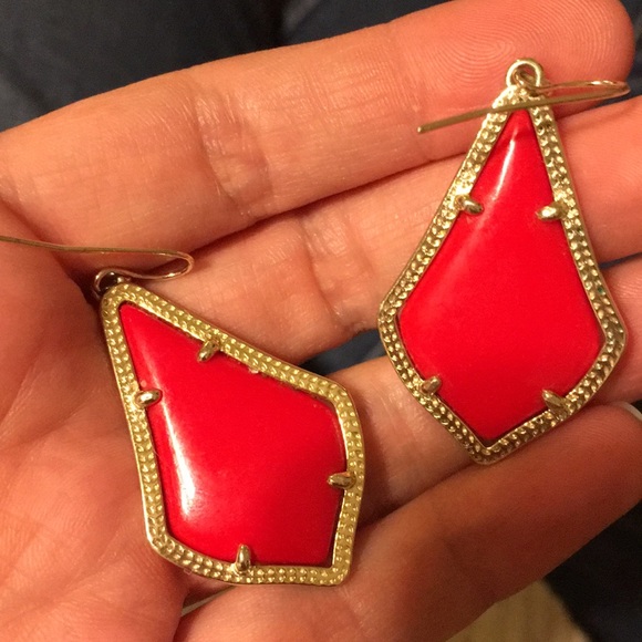 Kendra Scott “Alex” earrings in bright red & gold - Picture 2 of 2